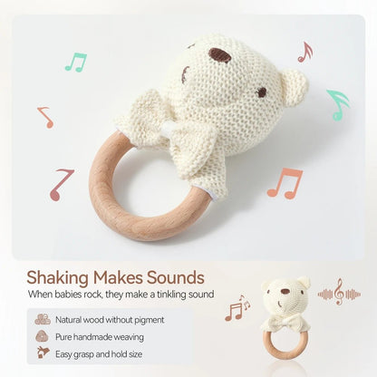 Hochet Bébé en Bois et Anneau de Dentition - jouetsbebe.com
