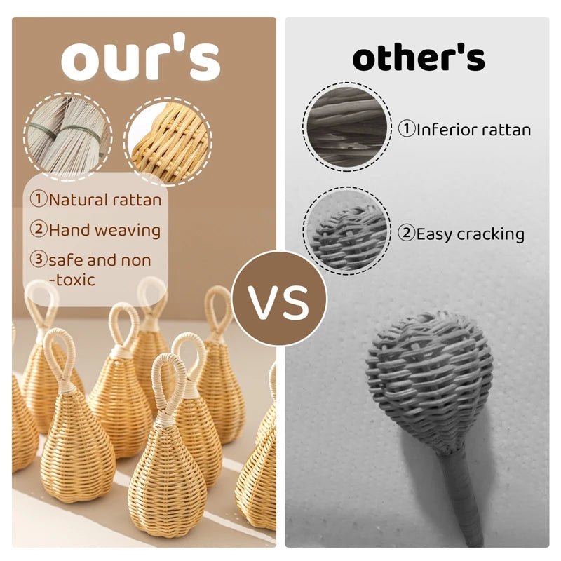 🌿 Hochet Bébé en Rotin Fait Main – Jouet Sensoriel Montessori Naturel - jouetsbebe.com