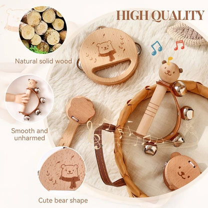 🧸 Hochet Montessori en Bois Naturel – Anneau de Dentition Bébé en Forme d’Ours - jouetsbebe.com