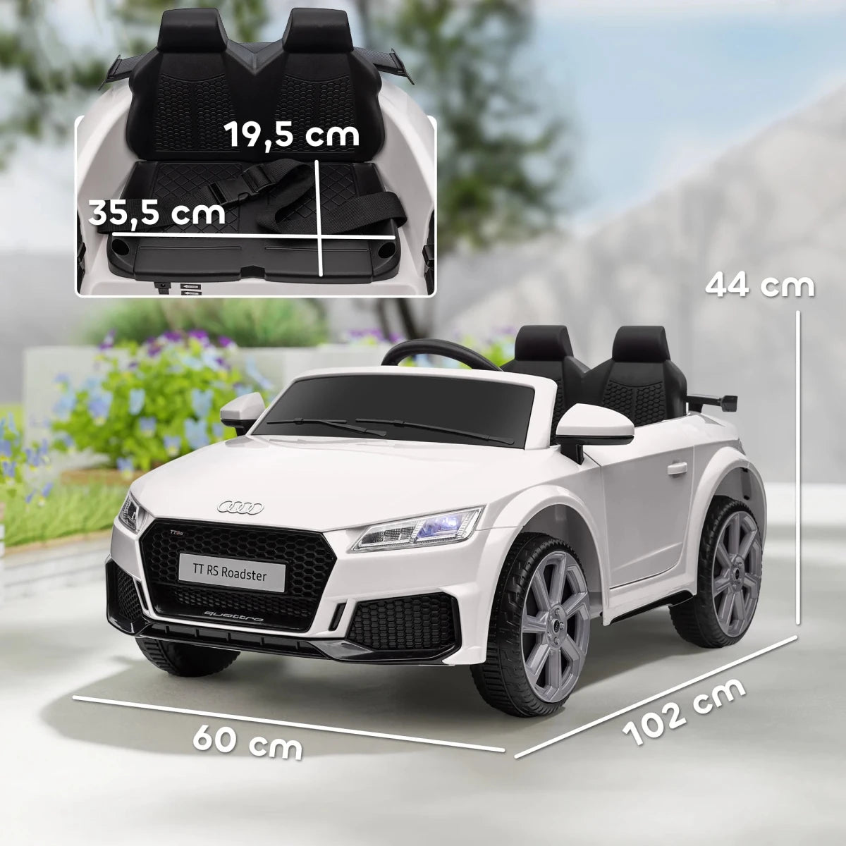Homcom Electric Car for Children 3+ Years Old Audi Tt Electric Children's Car 12V with Speed 3 Km/H Remote Control 102X60X44 cm - jouetsbebe.com