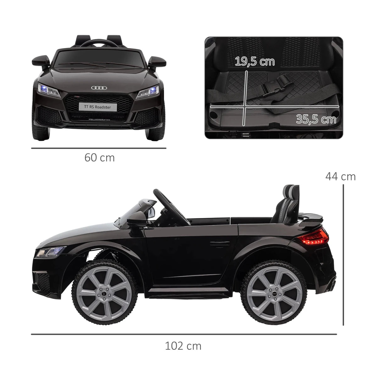 Homcom Electric Car for Children 3+ Years Old Audi Tt Electric Children's Car 12V with Speed 3 Km/H Remote Control 102X60X44 cm - jouetsbebe.com