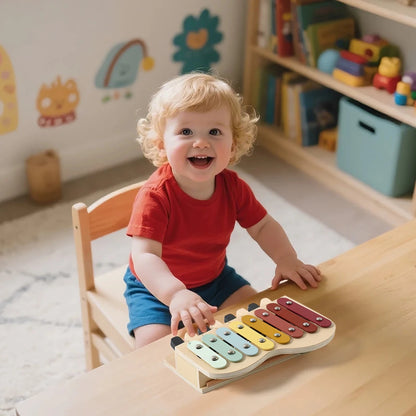 Instrument Musical Montessori 2 en 1 – Xylophone 8 Notes & Piano en Bois - jouetsbebe.com