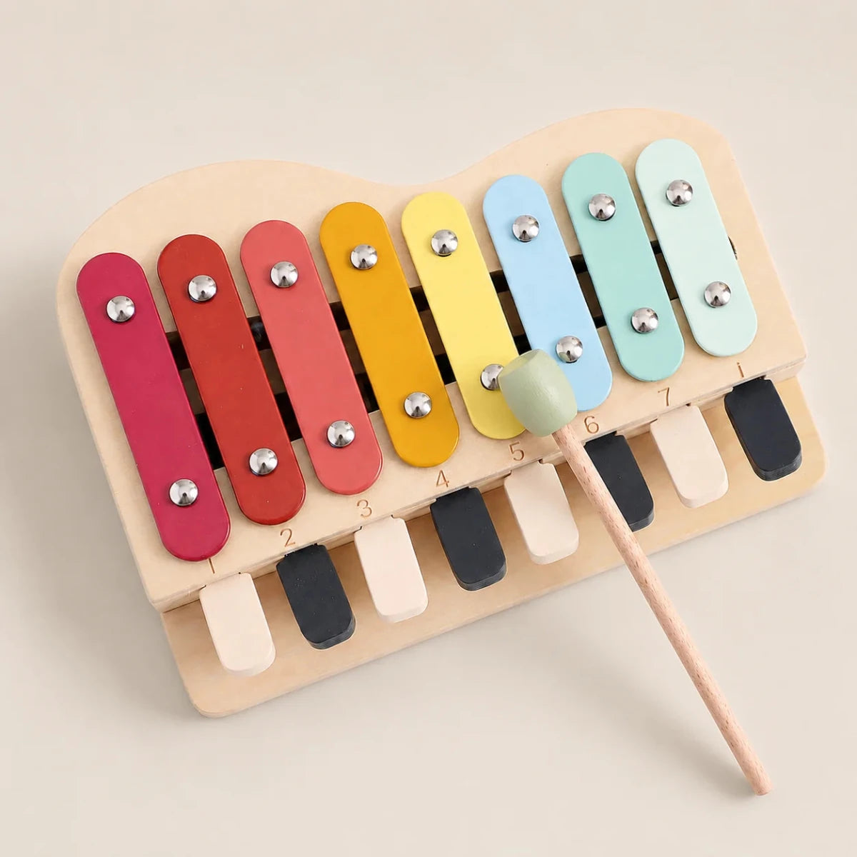 Instrument Musical Montessori 2 en 1 – Xylophone 8 Notes & Piano en Bois - jouetsbebe.com