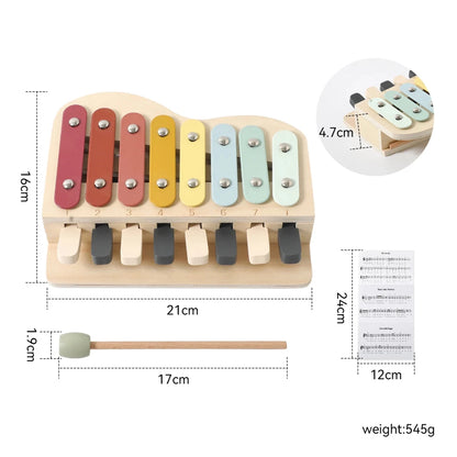 Instrument Musical Montessori 2 en 1 – Xylophone 8 Notes & Piano en Bois - jouetsbebe.com