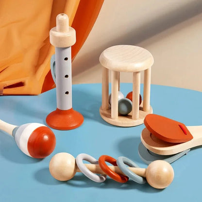 🥁 Jouet Musical en Bois pour Bébé – Hochet & Cloche Sensorielle Montessori - jouetsbebe.com