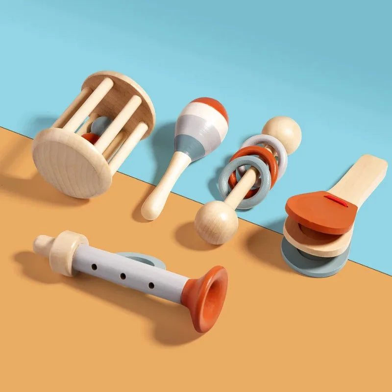 🥁 Jouet Musical en Bois pour Bébé – Hochet & Cloche Sensorielle Montessori - jouetsbebe.com