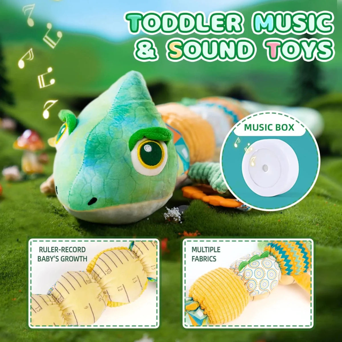 Jouet Sensoriel Bébé Caméléon Musical – Hochet & Jouet Dentition dès la Naissance - jouetsbebe.com