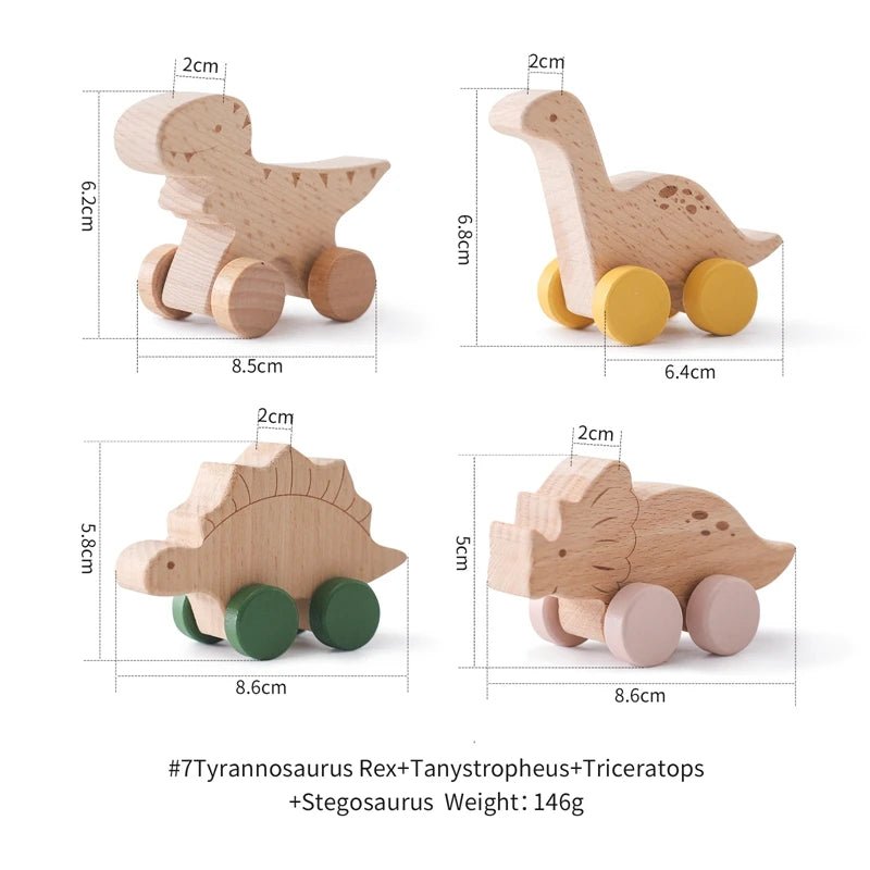 Jouet Voiture Dinosaures en Bois Naturel - jouetsbebe.com