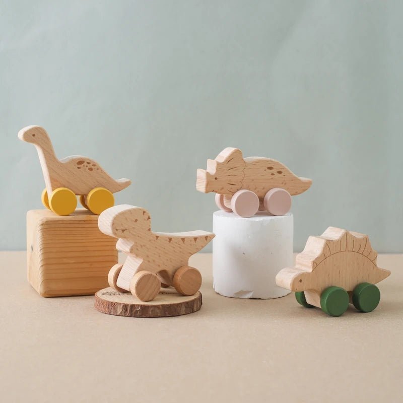 Jouet Voiture Dinosaures en Bois Naturel - jouetsbebe.com