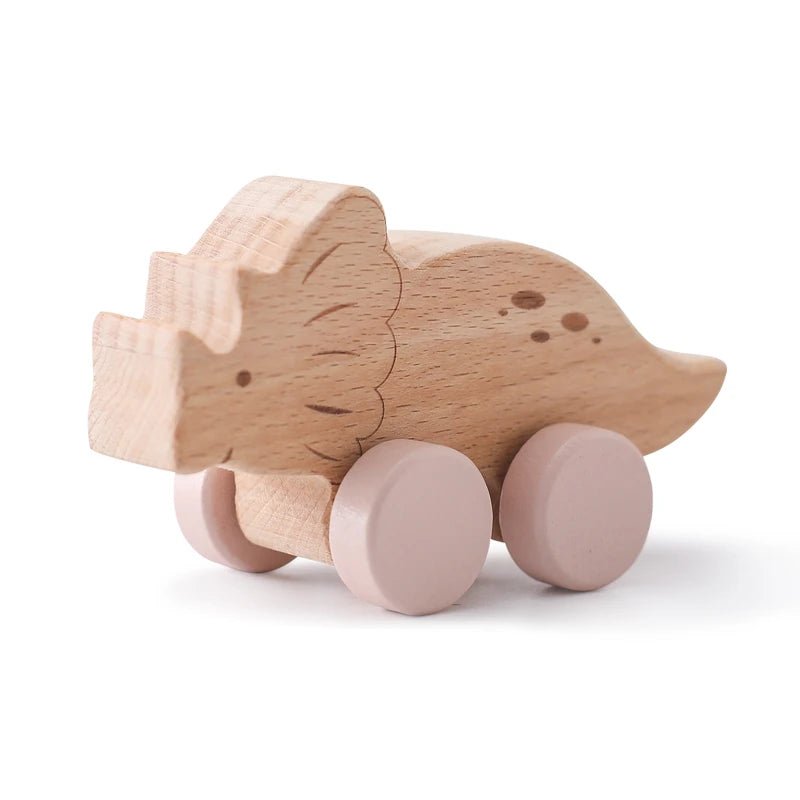 Jouet Voiture Dinosaures en Bois Naturel - jouetsbebe.com