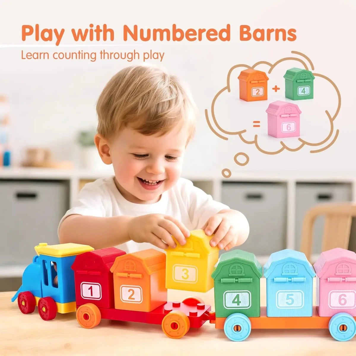 JOYFY Montessori Counting Matching & Sorting Learning Farm Train Including 9 Farm Animals and Farmer for Kids Birthday Gift - jouetsbebe.com