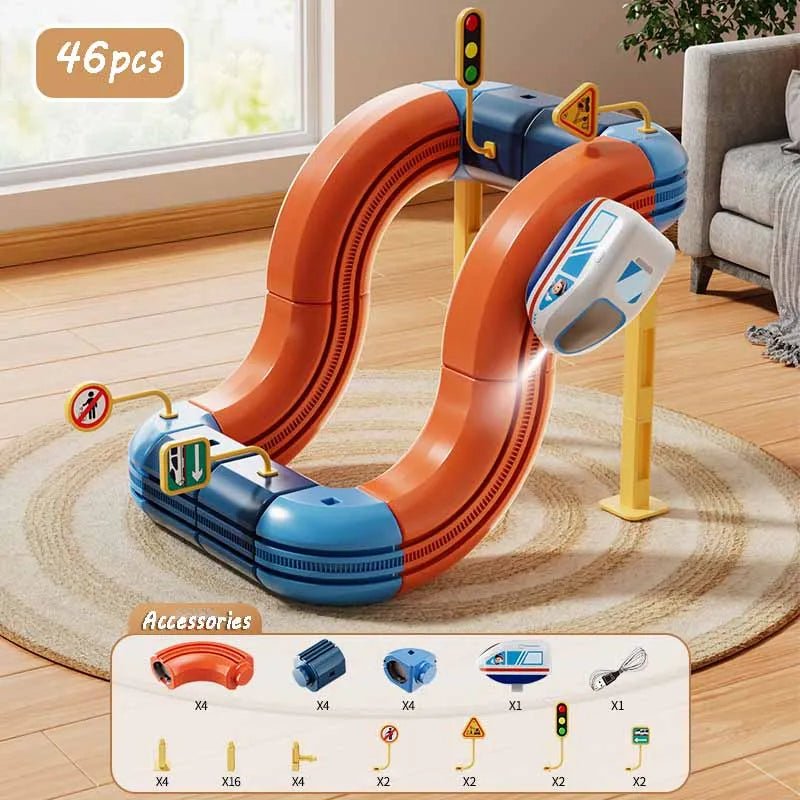 Kid Electric Magnetic Track Car Toys Set DIY Magnetism Orbital Cube Road Build Anti-gravity Levitating Train STEM Toy Xmas Gift - jouetsbebe.com