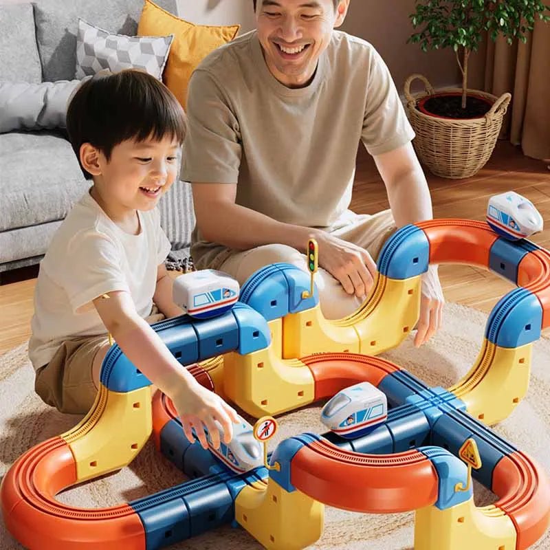 Kid Electric Magnetic Track Car Toys Set DIY Magnetism Orbital Cube Road Build Anti-gravity Levitating Train STEM Toy Xmas Gift - jouetsbebe.com