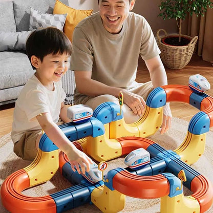 Kid Electric Magnetic Track Car Toys Set DIY Magnetism Orbital Cube Road Build Anti-gravity Levitating Train STEM Toy Xmas Gift - jouetsbebe.com
