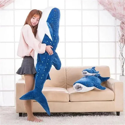 Large Whale Shark Body Pillow Long Cute Fish Stuffed Sofa Decorative Plush Body Pillow Whale Shark Back Plush Cushion Decor Gift - jouetsbebe.com