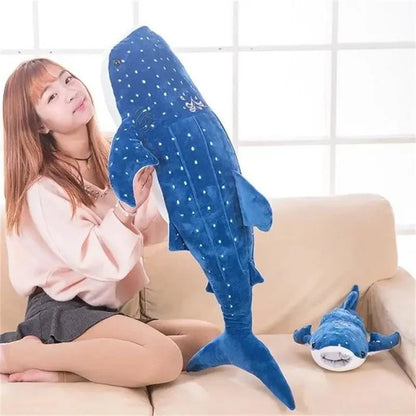 Large Whale Shark Body Pillow Long Cute Fish Stuffed Sofa Decorative Plush Body Pillow Whale Shark Back Plush Cushion Decor Gift - jouetsbebe.com