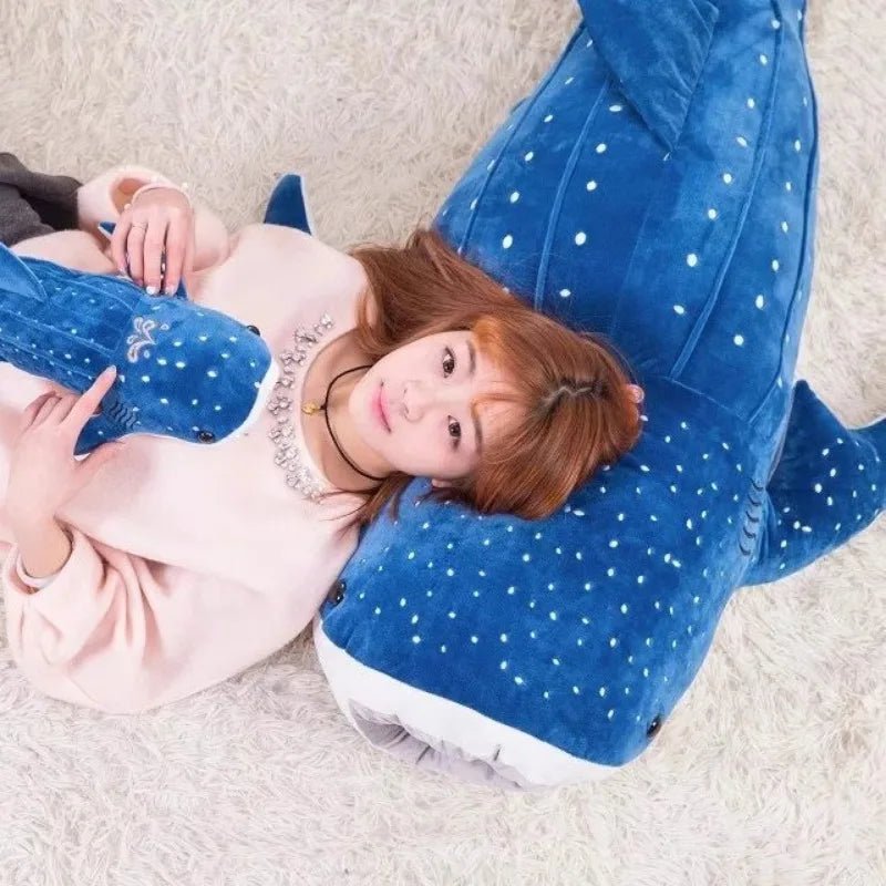 Large Whale Shark Body Pillow Long Cute Fish Stuffed Sofa Decorative Plush Body Pillow Whale Shark Back Plush Cushion Decor Gift - jouetsbebe.com