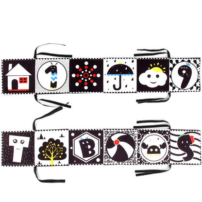 👶 Livre Tissu Noir & Blanc Montessori – Jouet Sensoriel pour Bébé 0 - 36 Mois - jouetsbebe.com