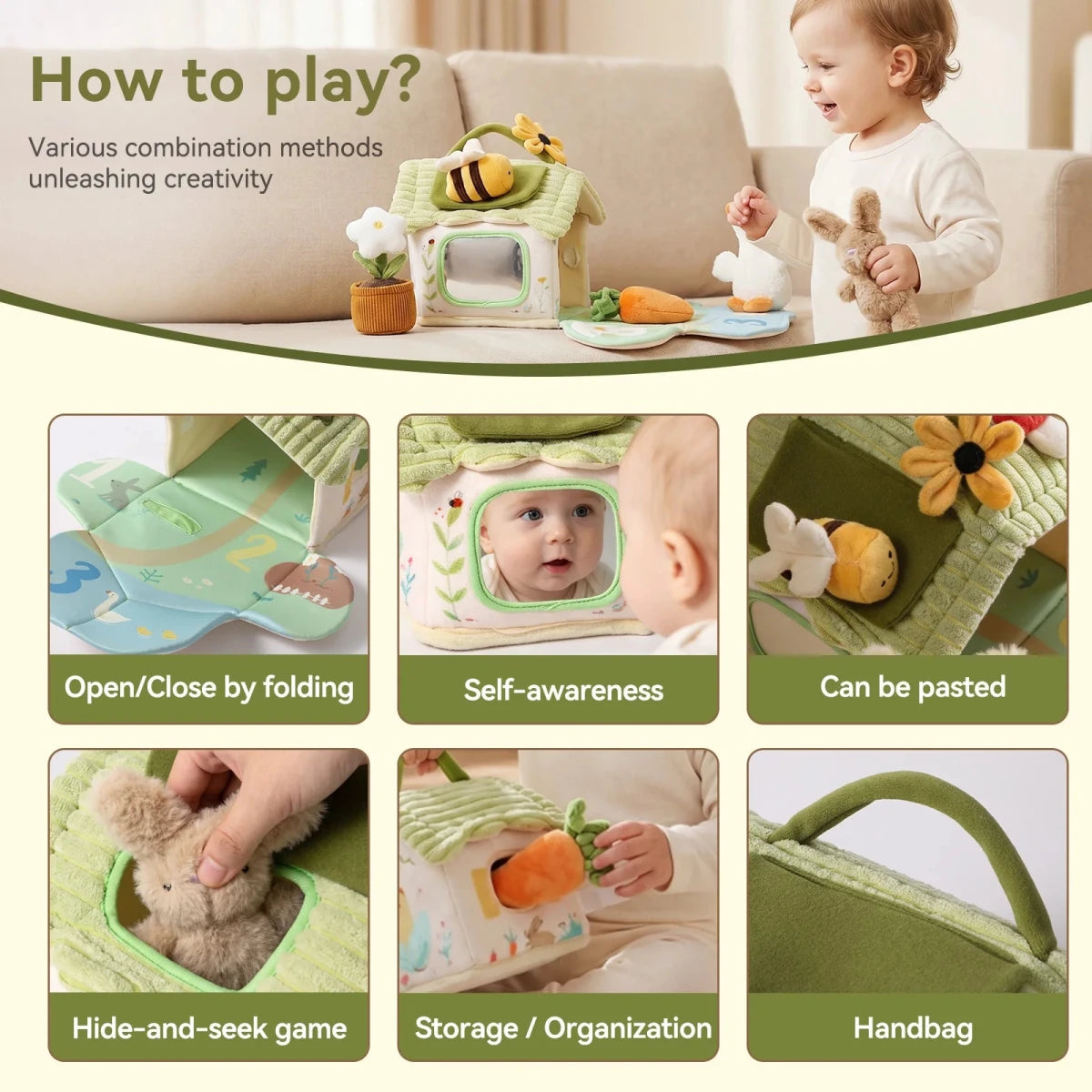 Maison Sensorielle Montessori – Jouet d’Éveil en Tissu sur le Thème de la Ferme - jouetsbebe.com