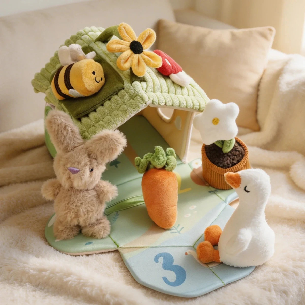 Maison Sensorielle Montessori – Jouet d’Éveil en Tissu sur le Thème de la Ferme - jouetsbebe.com