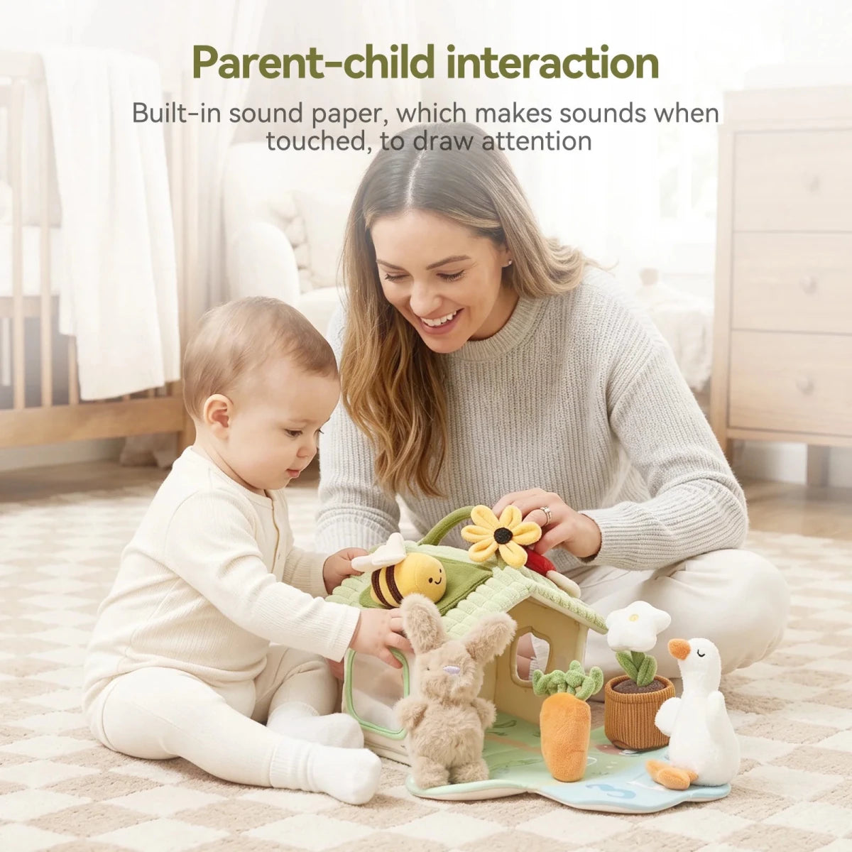Maison Sensorielle Montessori – Jouet d’Éveil en Tissu sur le Thème de la Ferme - jouetsbebe.com