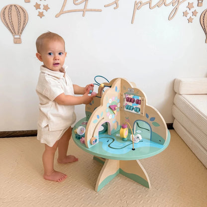 Mamabrum Educational Table Tree Cube Tree Wooden Montessori Sensory Toy for Children 12M + Motor Loop - jouetsbebe.com
