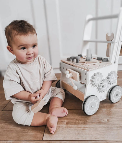 Mamabrum Wooden Walker Push Cart Workshop 3in1 Set 47 Pieces Montessori Educational Toy for Kids 12m+ Motor Skills - jouetsbebe.com