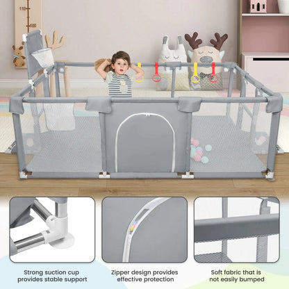 Parc Bébé avec Balles 180 × 120 cm – Aire de Jeu Modulable avec Filet Respirant - jouetsbebe.com