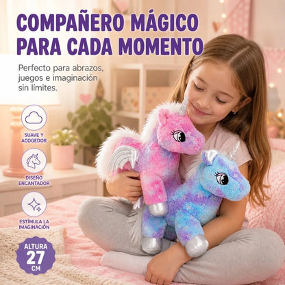 Peluche Licorne 27 cm – Douce et Moelleuse avec Ailes et Étoiles - jouetsbebe.com