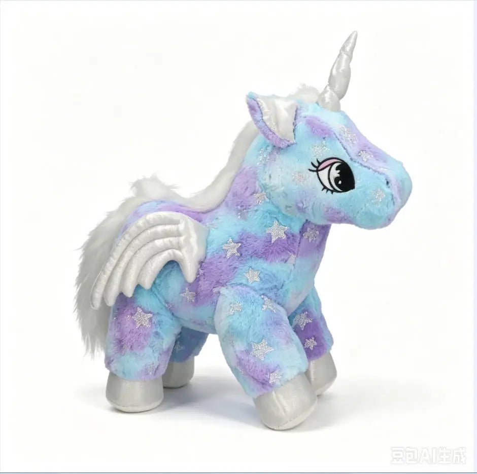 Peluche Licorne 27 cm – Douce et Moelleuse avec Ailes et Étoiles - jouetsbebe.com