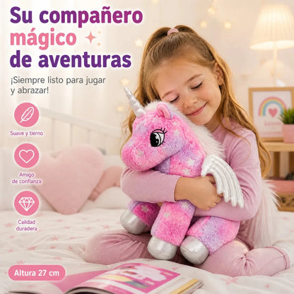 Peluche Licorne 27 cm – Douce et Moelleuse avec Ailes et Étoiles - jouetsbebe.com