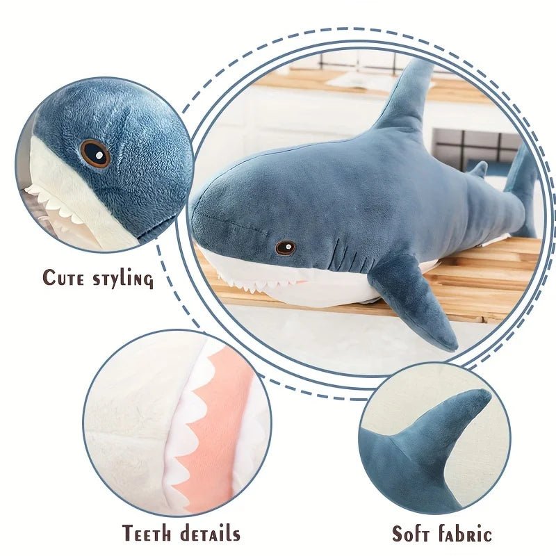 Peluche Requin Géante Ultra Douce – Coussin & Compagnon de Sommeil (40 à 58 cm) - jouetsbebe.com