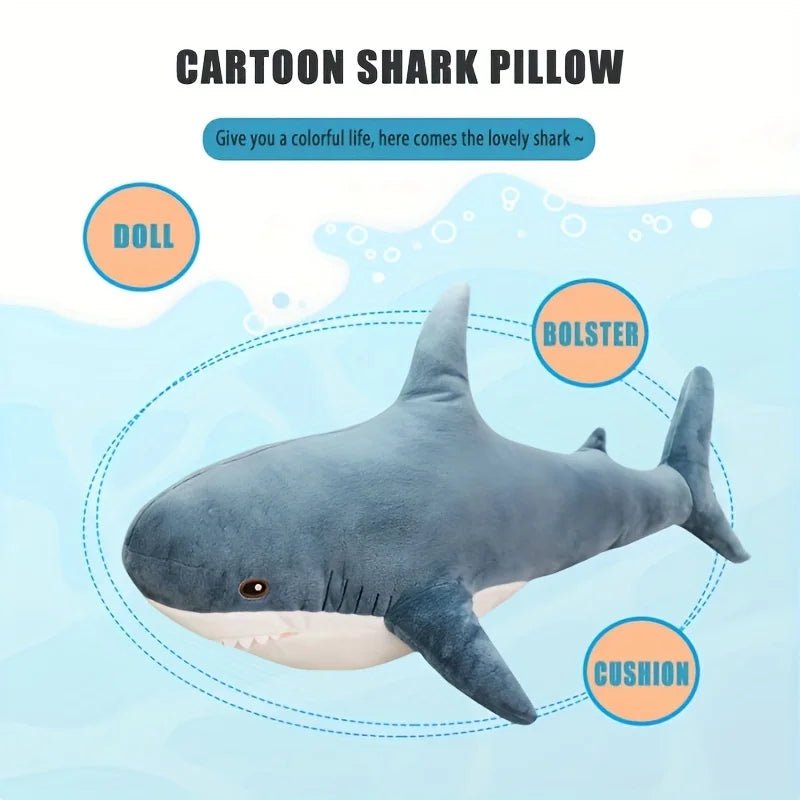 Peluche Requin Géante Ultra Douce – Coussin & Compagnon de Sommeil (40 à 58 cm) - jouetsbebe.com