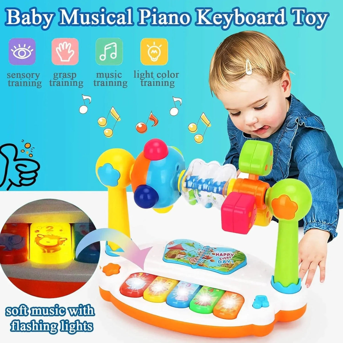 🎹 Piano Musical Rotatif pour Enfants – Lumières et Sons Éducatifs - jouetsbebe.com