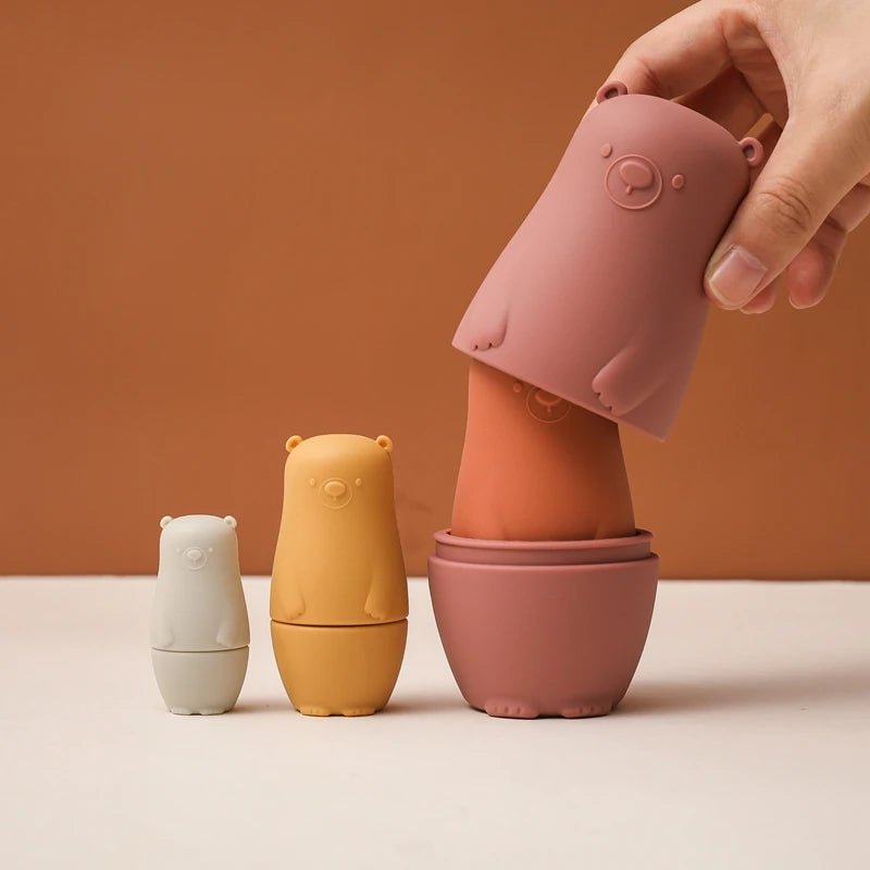 🐻 Poupées Russes Montessori en Silicone – Éducative & Sensorielle 🌈 - jouetsbebe.com