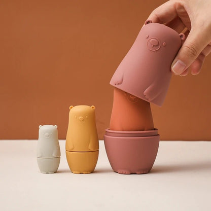 🐻 Poupées Russes Montessori en Silicone – Éducative & Sensorielle 🌈 - jouetsbebe.com