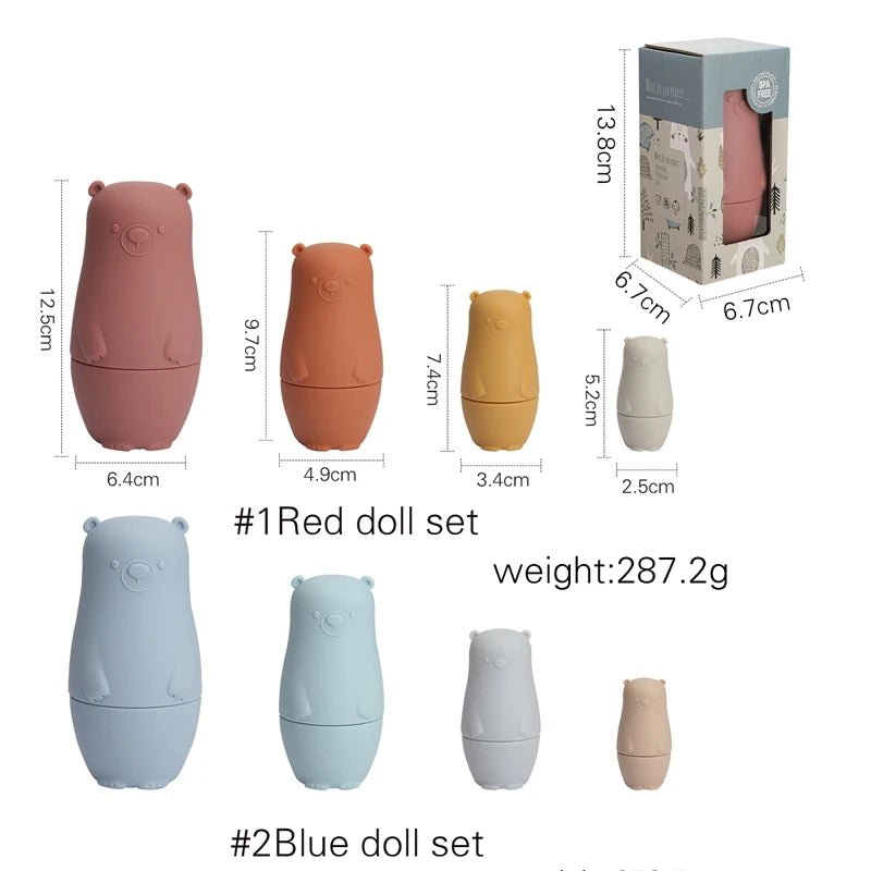 🐻 Poupées Russes Montessori en Silicone – Éducative & Sensorielle 🌈 - jouetsbebe.com