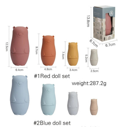 🐻 Poupées Russes Montessori en Silicone – Éducative & Sensorielle 🌈 - jouetsbebe.com