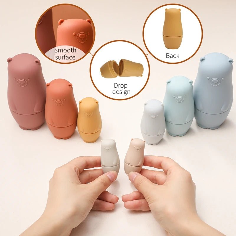 🐻 Poupées Russes Montessori en Silicone – Éducative & Sensorielle 🌈 - jouetsbebe.com