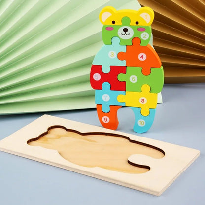 Puzzle 3D en Bois Montessori – Animaux & Dinosaures - jouetsbebe.com