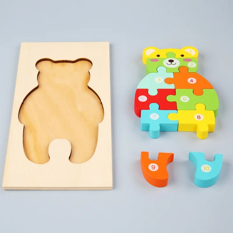 Puzzle 3D en Bois Montessori – Animaux & Dinosaures - jouetsbebe.com