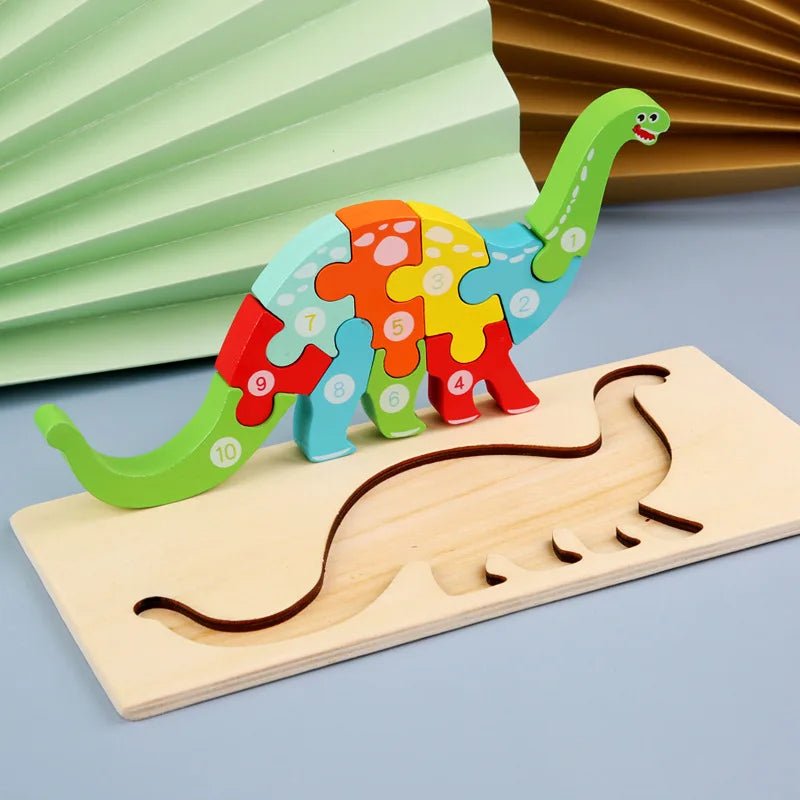Puzzle 3D en Bois Montessori – Animaux & Dinosaures - jouetsbebe.com