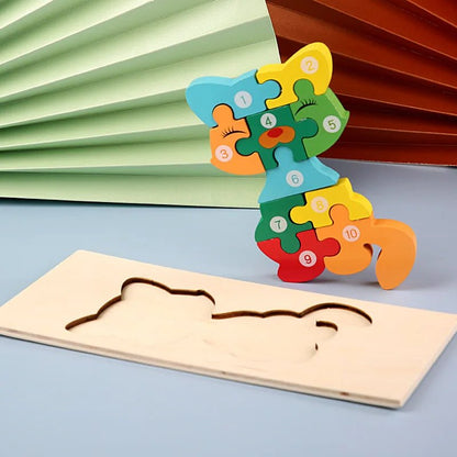 Puzzle 3D en Bois Montessori – Animaux & Dinosaures - jouetsbebe.com