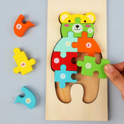 Puzzle 3D en Bois Montessori – Animaux & Dinosaures - jouetsbebe.com