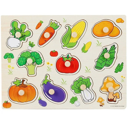 🧩 Puzzle Montessori en Bois 30 cm (Animaux et Véhicules) - jouetsbebe.com