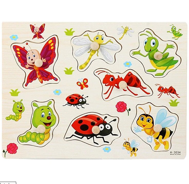 🧩 Puzzle Montessori en Bois 30 cm (Animaux et Véhicules) - jouetsbebe.com