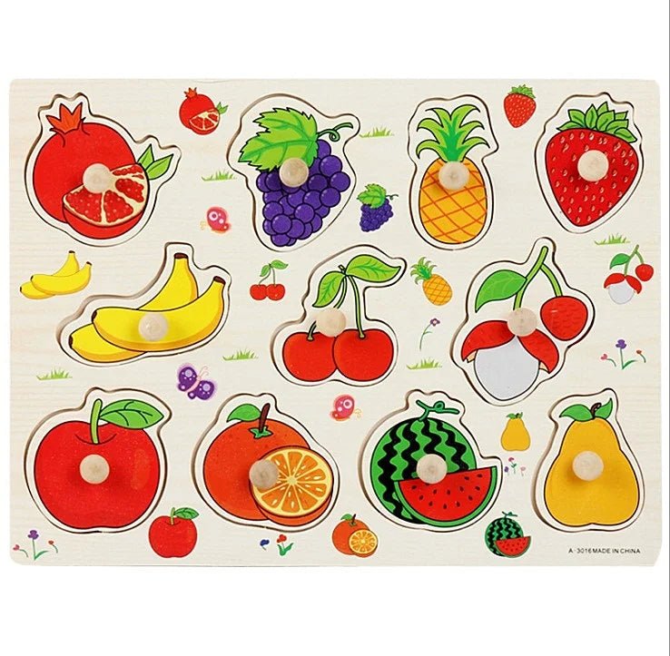 🧩 Puzzle Montessori en Bois 30 cm (Animaux et Véhicules) - jouetsbebe.com