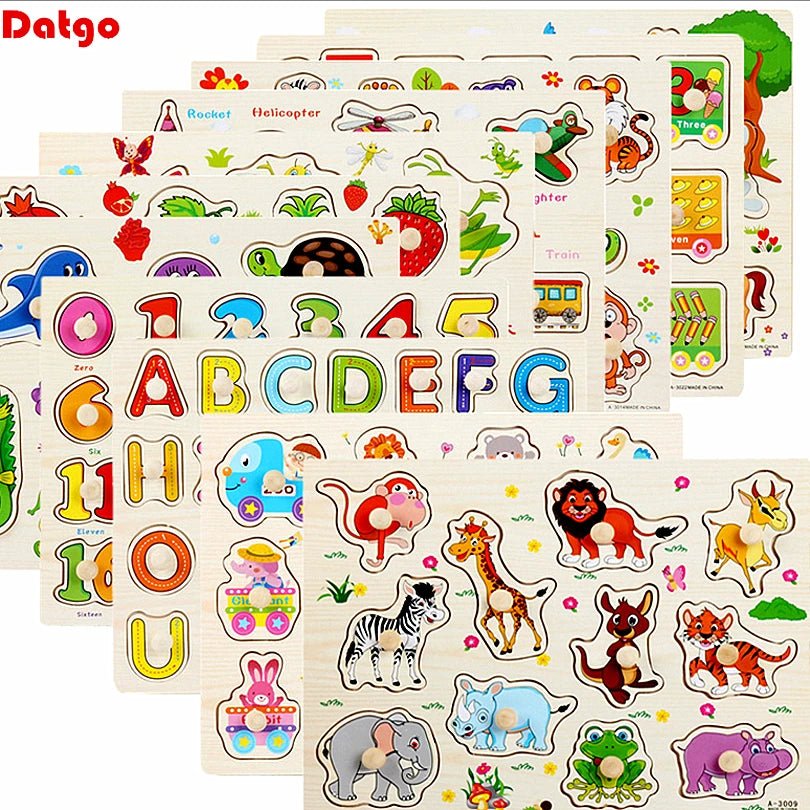 🧩 Puzzle Montessori en Bois 30 cm (Animaux et Véhicules) - jouetsbebe.com