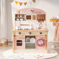 Robud Kids Wooden Pink Play Kitchen All in 1 Corner Set Includes Oven Refrigerator Washer Perfect Birthday Gift for Little Chefs - jouetsbebe.com