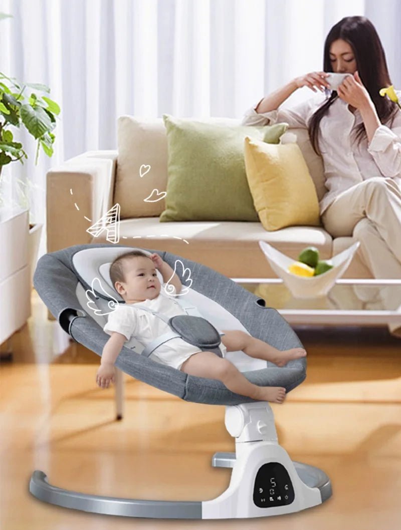 Rocking Baby Bed Electric Luxury Electric Swing Shaker Recliner Baby Auto Swing Chair Five - point Seat Belt With Remote Control - Le Bon Plan